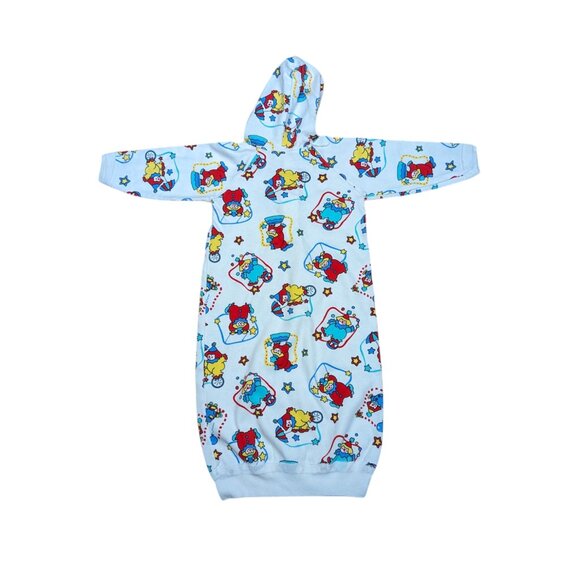 Vintage Baby Hooded Sleep Sack Long Sleeve Clown 90s Print Fruit of the Loom - Picture 3 of 5